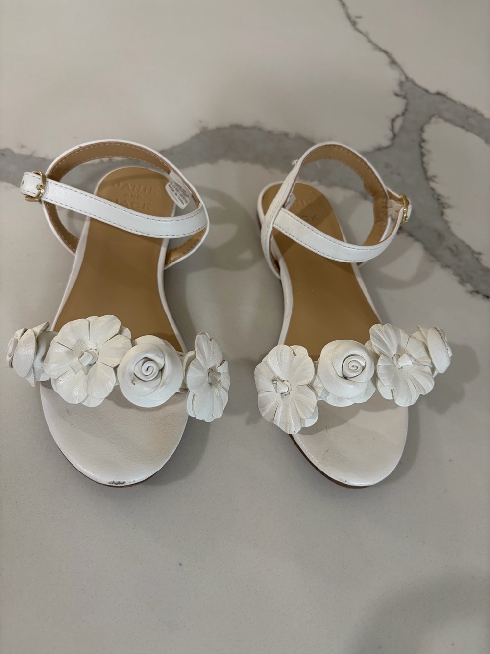 Janie and Jack White Floral Ankle-Strap Sandals